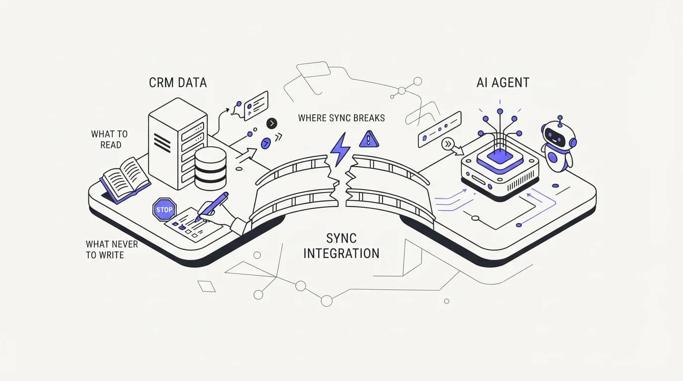AI agent CRM integration: what to read, what never to write, and where sync breaks