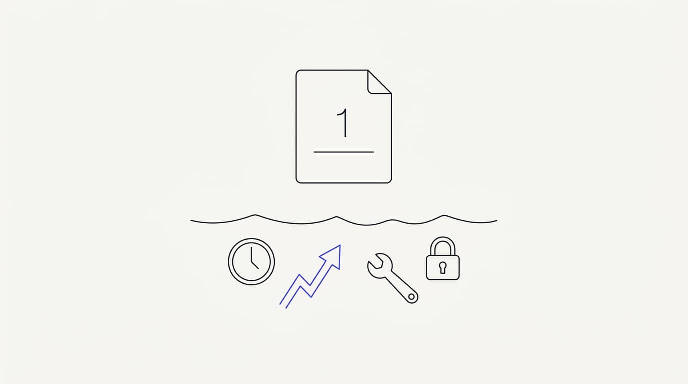 Line-art illustration of hidden AI customer support costs surfacing from beneath a clean pricing page