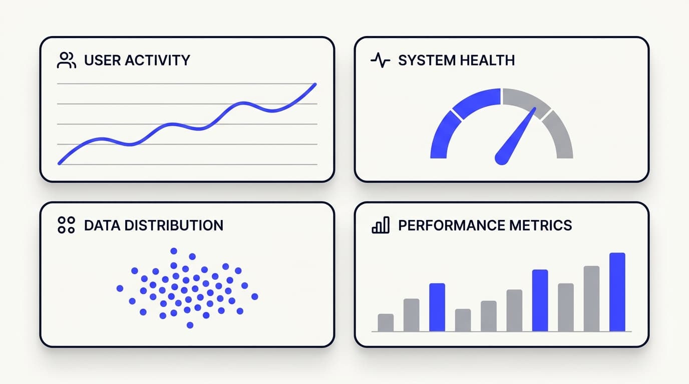 Abstract dashboard mockup showing healthy versus unhealthy handoff pattern indicators using simple gauge and trend-line visuals.