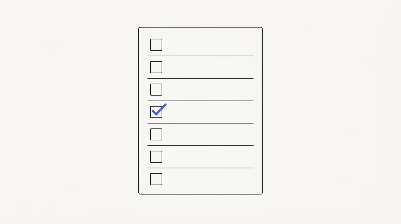 Line-art scorecard of measurable criteria for choosing the best AI chatbot for customer support