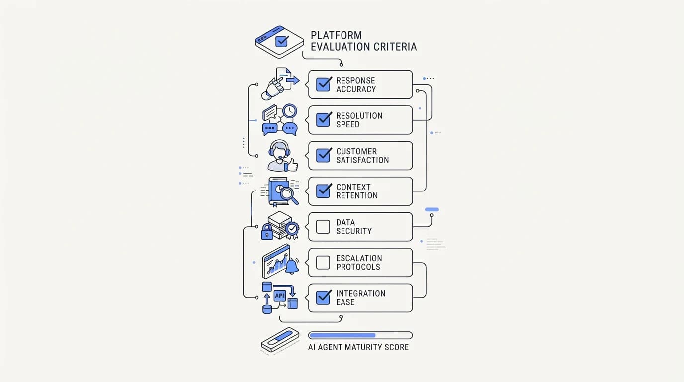 Checklist of evaluation criteria for a support-focused AI agent platform
