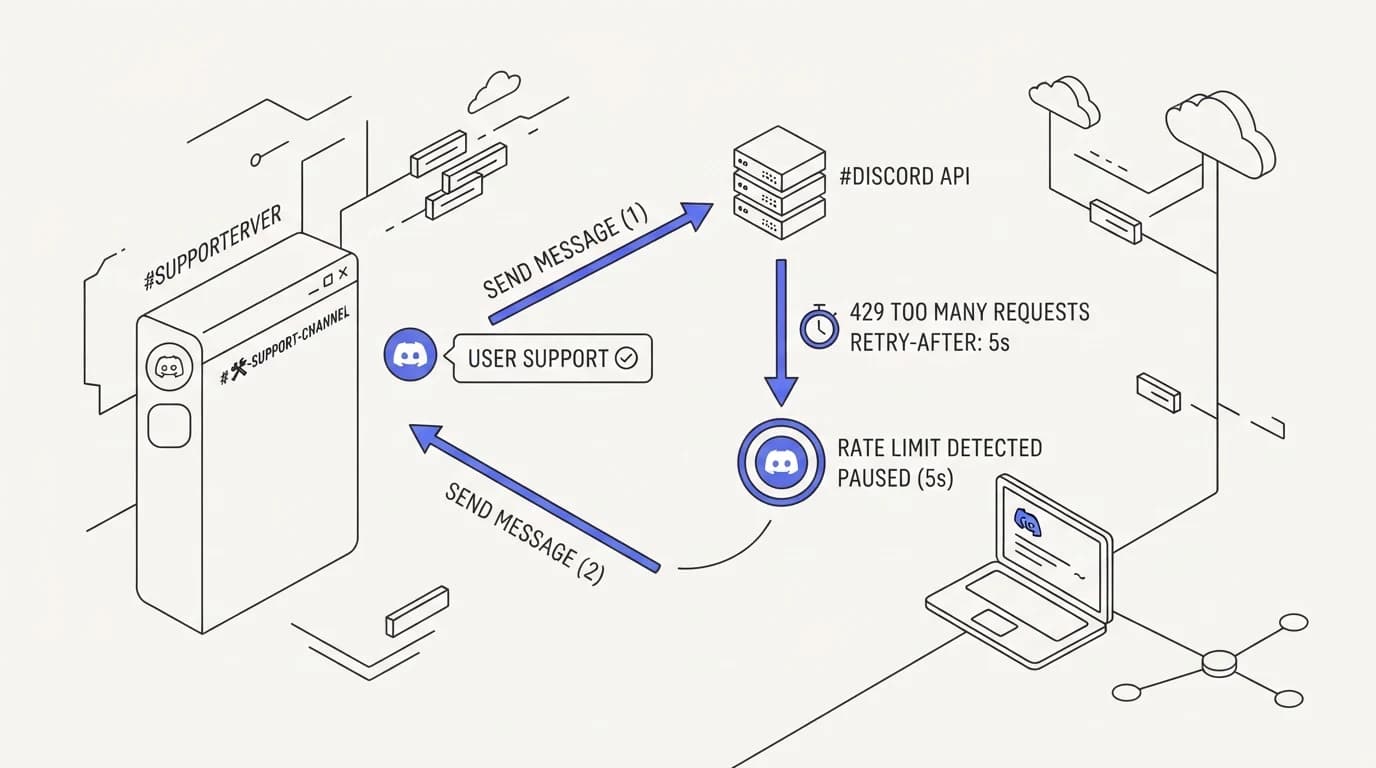 A Discord bot respecting API rate limit headers while posting in a server support channel
