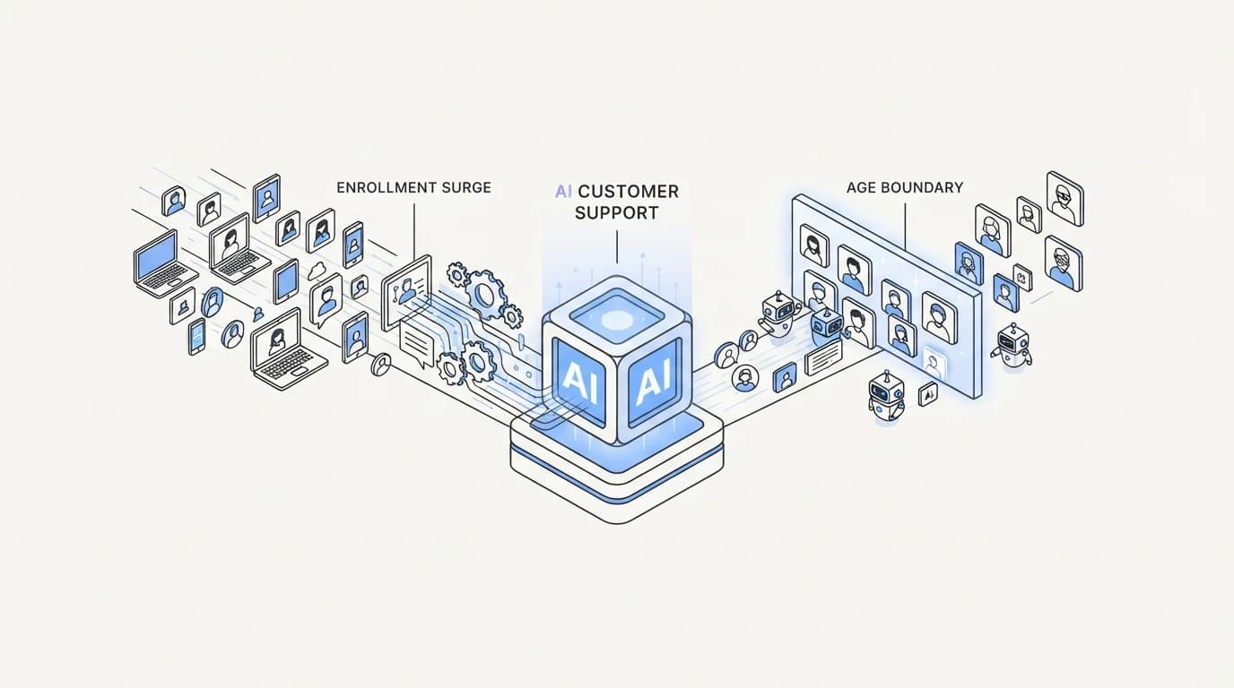 Edtech customer support AI: enrollment surges and the age boundary