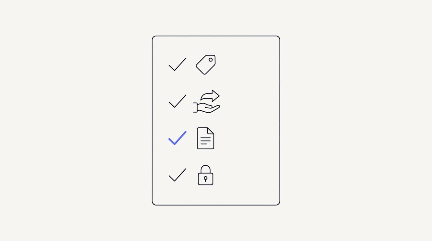 Line-art checklist showing disclosure, human handoff, grounding, and record-keeping as steps to prepare AI support responsibly