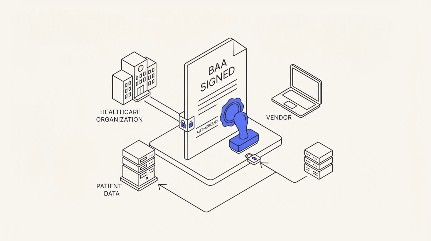 A signed business associate agreement gating a vendor's access to a patient record system