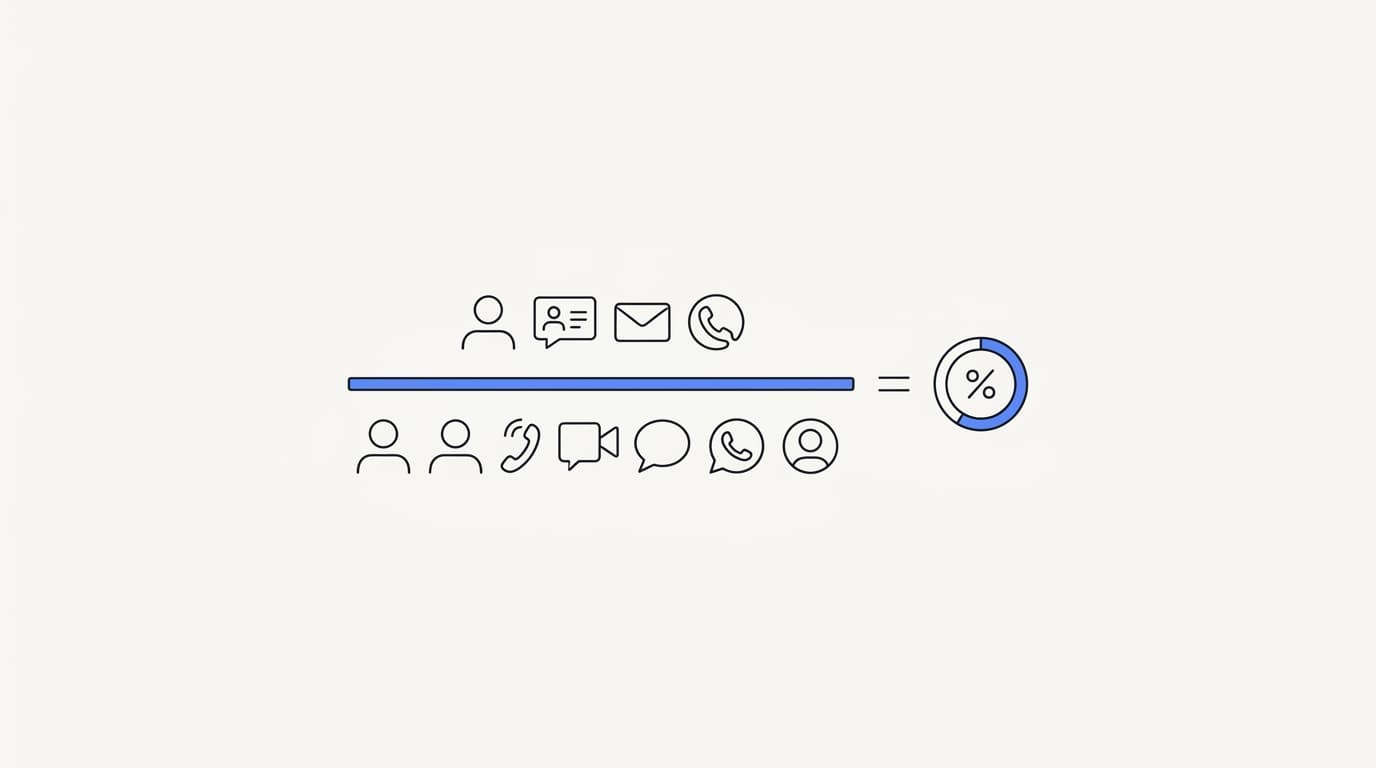 Line-art diagram of the ticket deflection rate formula dividing self-served contacts by total contacts