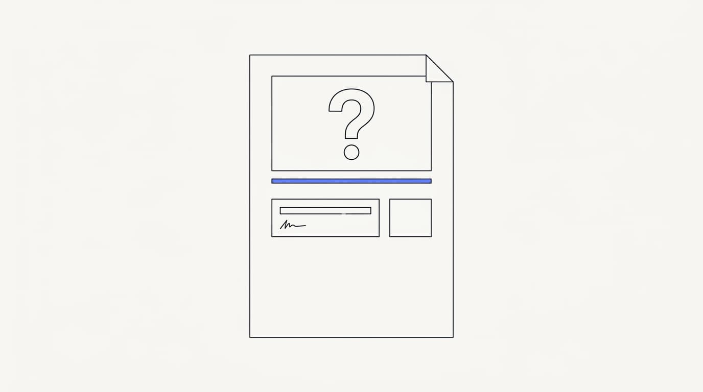 Line-art diagram of an answerable help-center article with a clear question heading, direct answer, and self-contained context
